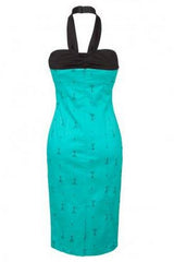 Voodoo Vixen - Turquoise and Black Pencil Dress