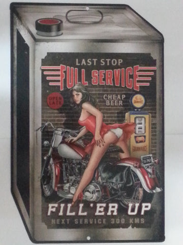 Tin Sign - Fill'er Up Oil Can Shape