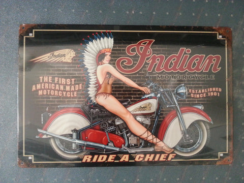 Tin Sign - Indian Ride a  Chief