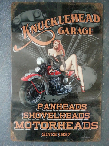 Tin Sign - Knucklehead Garage