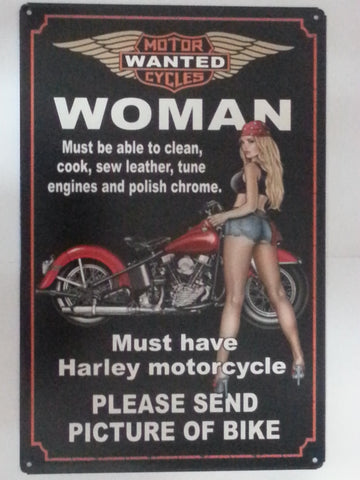 Tin Sign - Motor Cycle Woman