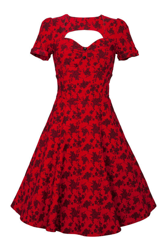VooDoo Vixen Red/Blk Sweetheart neck Dress