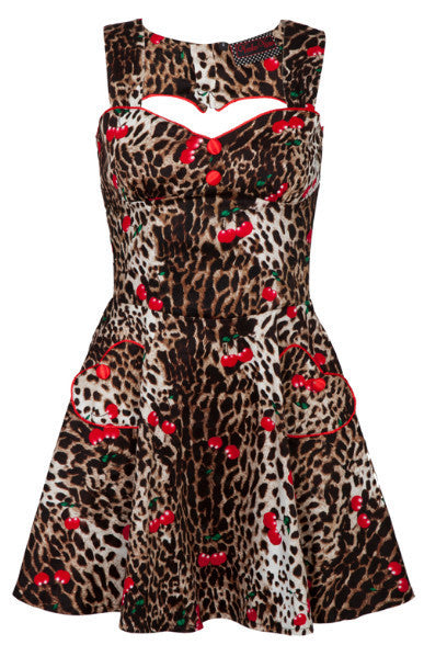 Voodoo Vixen - Leopard with Cherries Dress