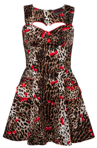Voodoo Vixen - Leopard with Cherries Dress