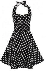 Voodoo Vixen - Polkadot Flower Halter Neck Dress