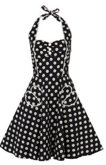 Voodoo Vixen - Polkadot Flower Halter Neck Dress