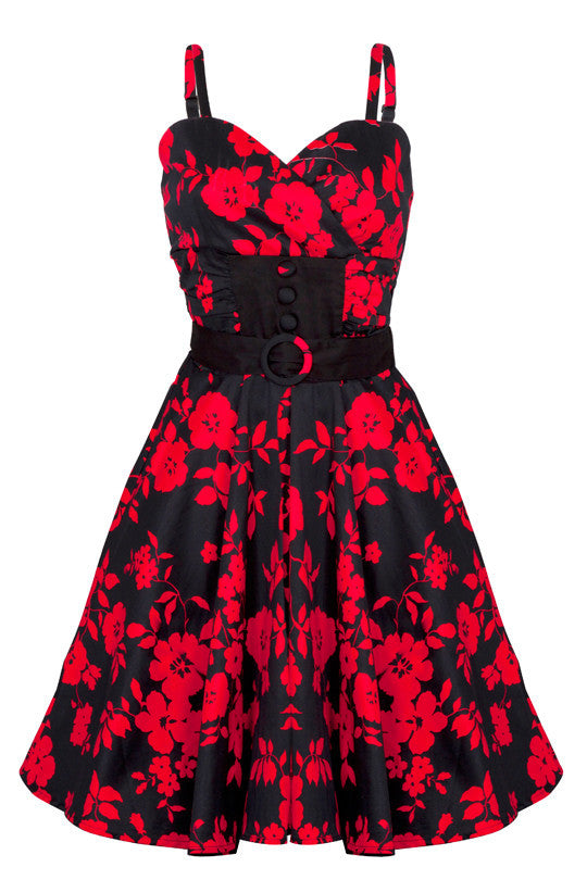 VooDoo vixen Red/Blk floral dress