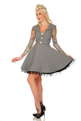 Voodoo Vixen White flower pattern dress with white buttons and belt