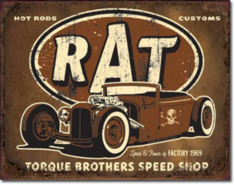 Tin Sign - Rat - Hot Rod