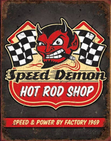 Tin Sign - Speed Demon hot Rod Shop